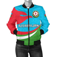 Unisex bomber jacket, Azerbaijan flag graphic with sleeve patch, full-length zip, ribbed hem