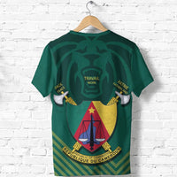 Green Cameroon T-shirt, back graphic with TRAVAIL WORK and République du Cameroun