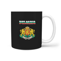 Black 11oz Bulgaria mug with colorful coat of arms and Bulgaria text