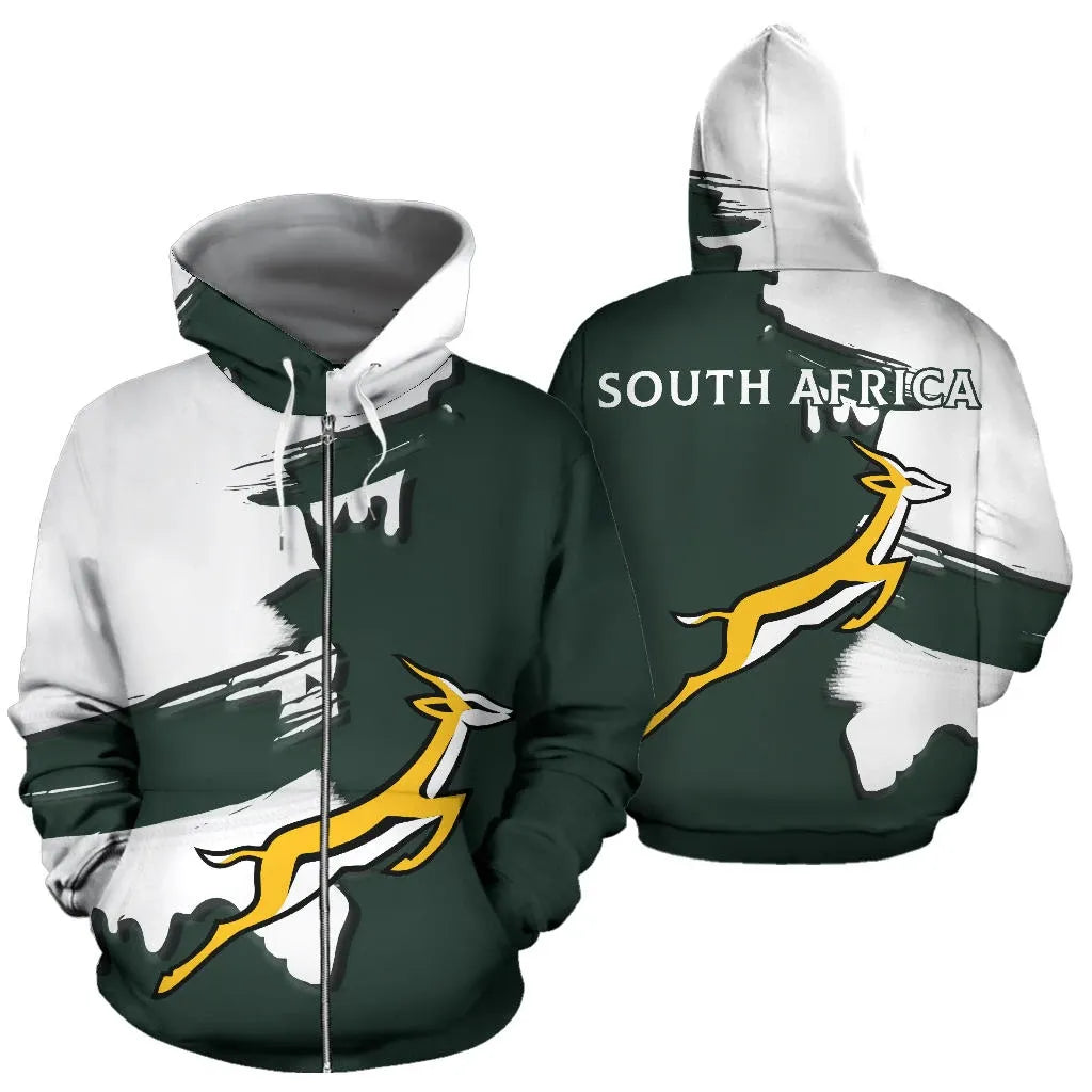 South Africa Coat Of Arms Unique Zip Hoodie Scratch Style RLT8 - Wonder Print Shop