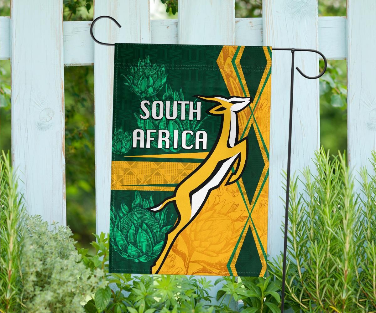South Africa flag house flag with springbok silhouette and “SOUTH AFRICA” lettering
