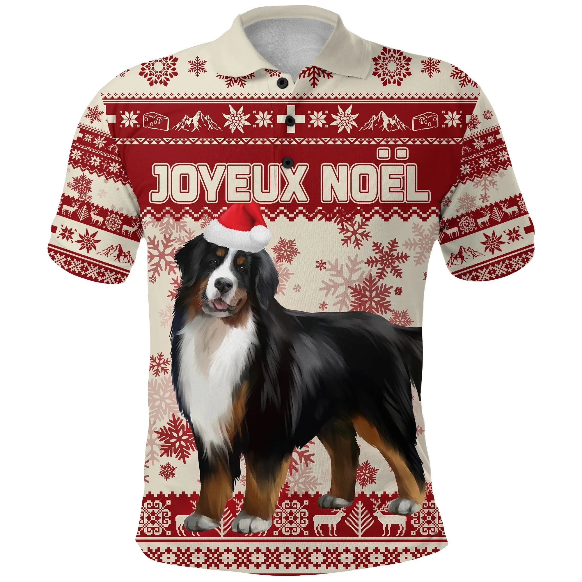 switzerland-christmas-polo-shirt-bernese-mountain-dog-unique-beige-red