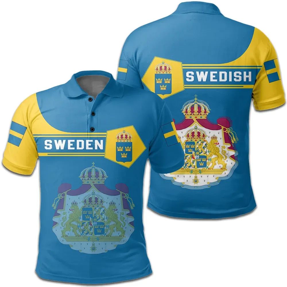 Sweden Polo Shirt Coat Of Arms Simple Style RLT7 - Wonder Print Shop