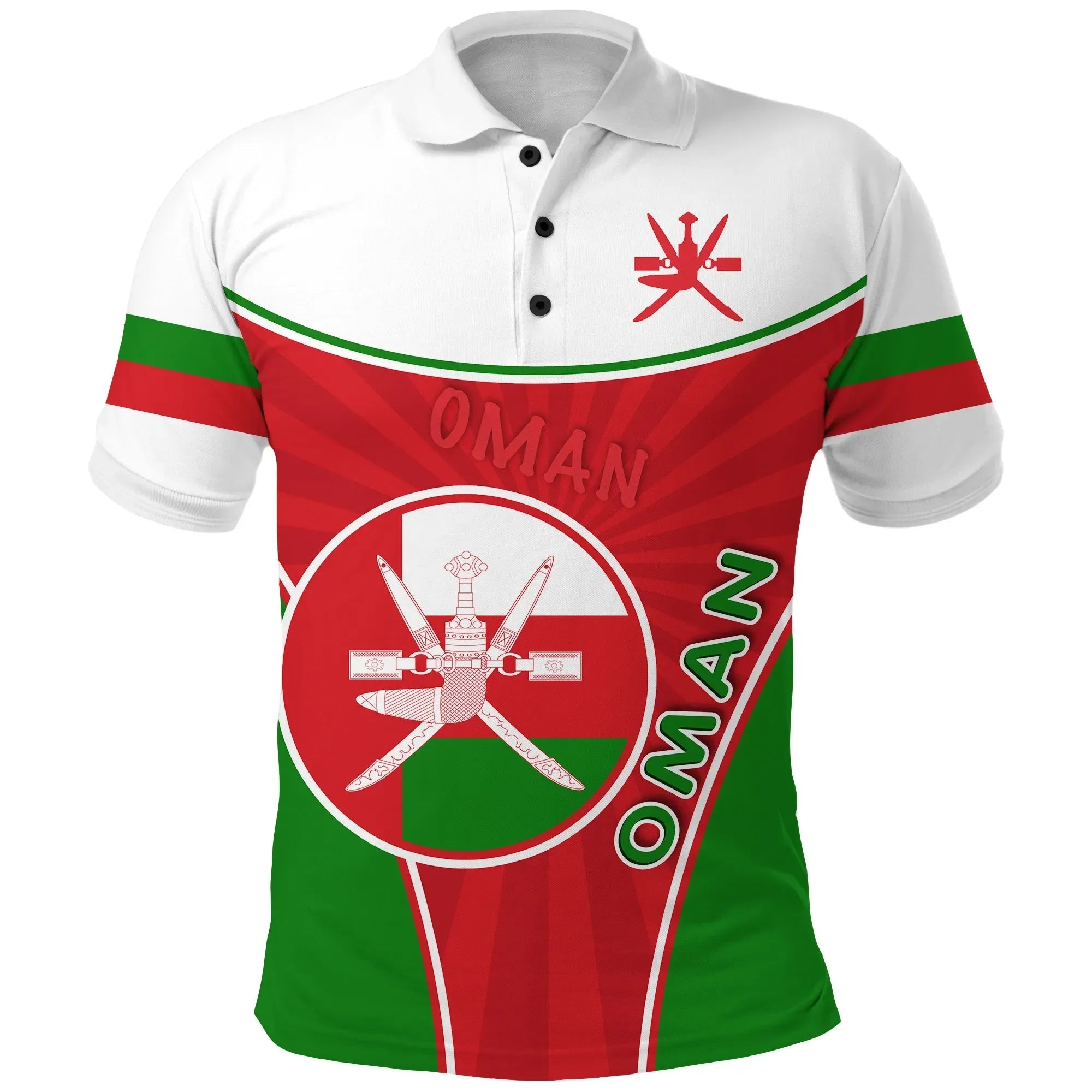 Oman Emblem Polo Shirt Circle Stripes Flag Version RLT13 - Wonder Print Shop