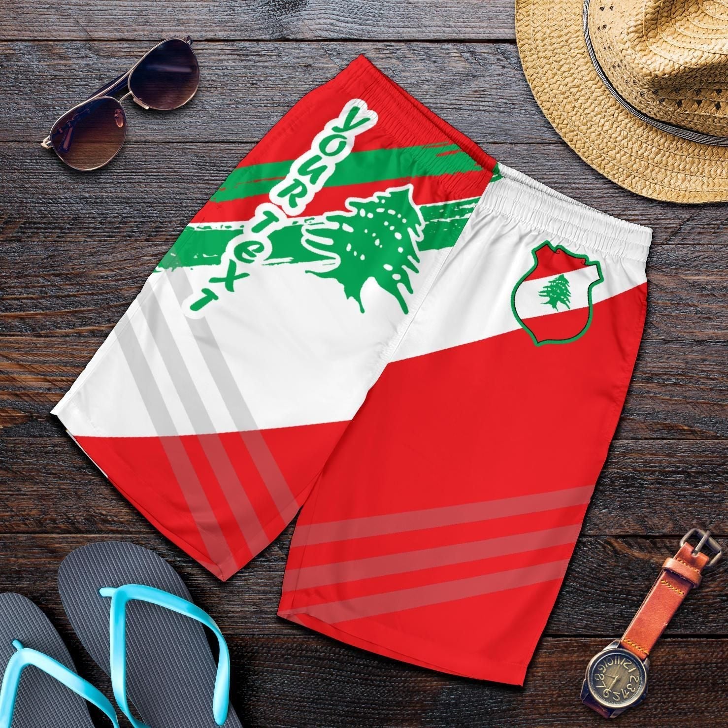 lebanon-personalised-mens-shorts-mens-shorts-lebanon-flag-polygon-style24