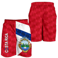 Costa Rica men’s sporty shorts, red with white/blue side panel graphic