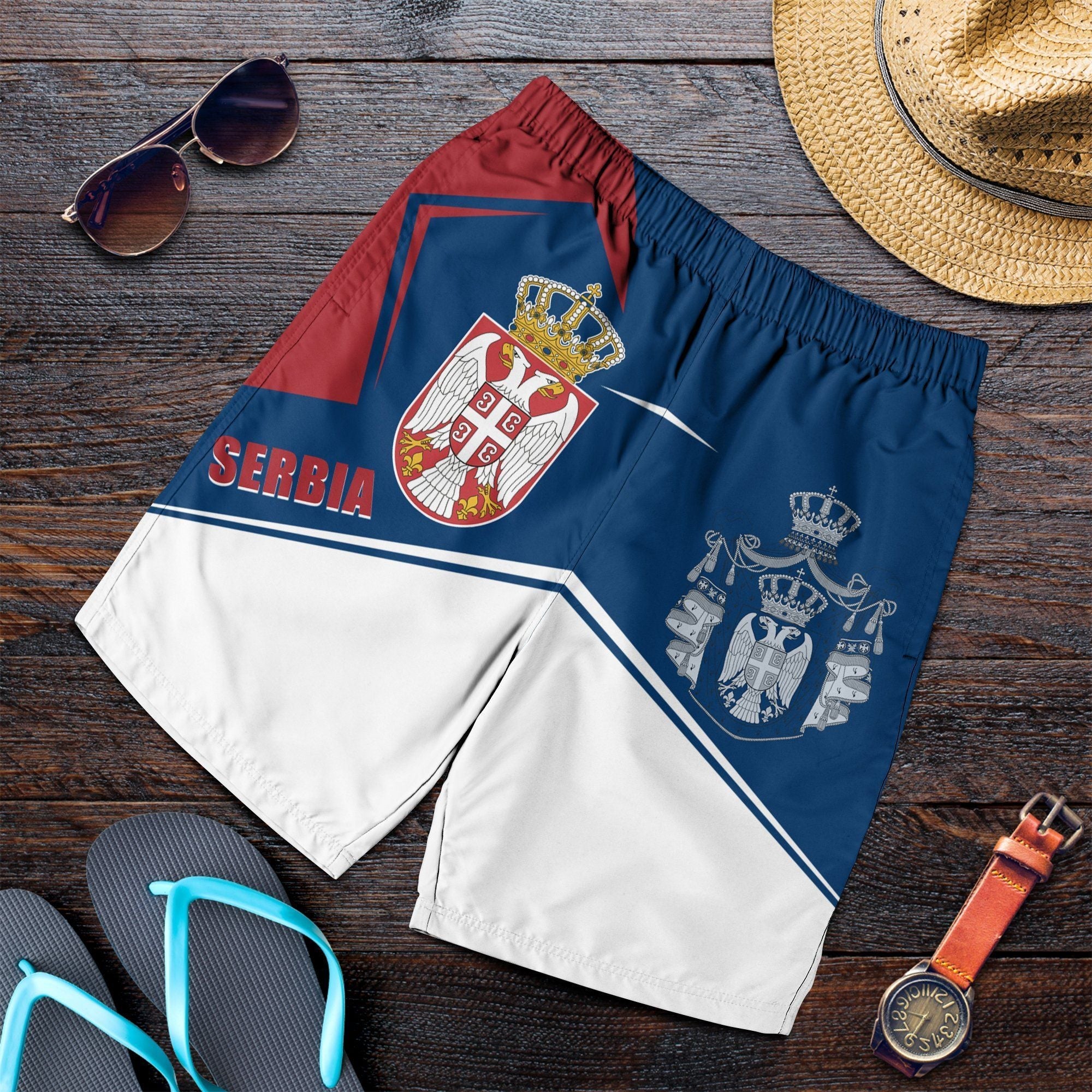 serbia-mens-shorts-coat-of-arms-flag-style