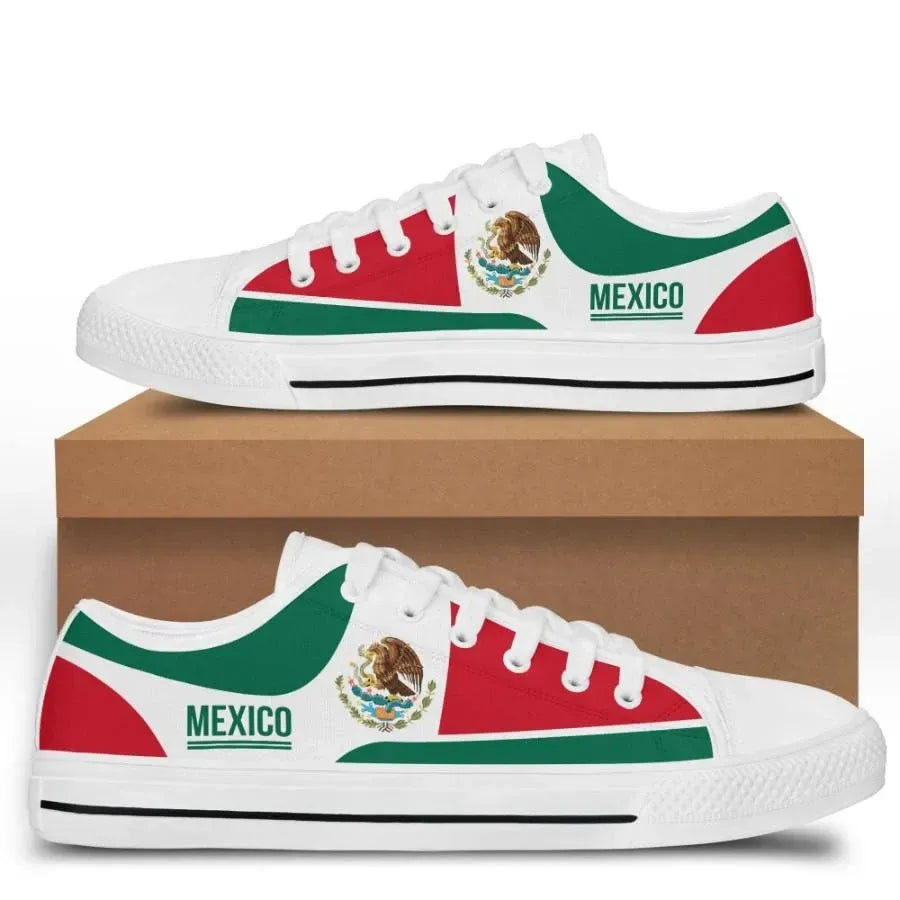 Mexico low top sneakers in red/green/white with crest and MEXICO lettering