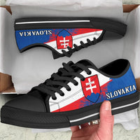 Low top sneakers with Slovakia flag print, black laces and black rubber sole