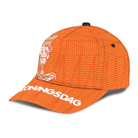 Orange cap top view showing lion graphic and Koningsdag lettering on front brim