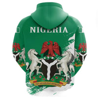 Green Nigeria graphic pullover hoodie, back view with large “NIGERIA” print