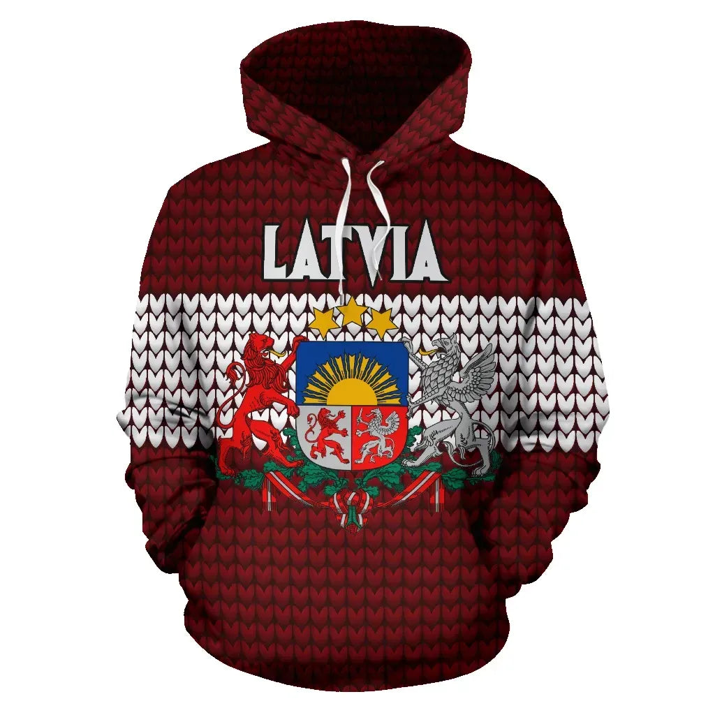 Latvia Hoodie Knitted Flag RLT6 - Wonder Print Shop