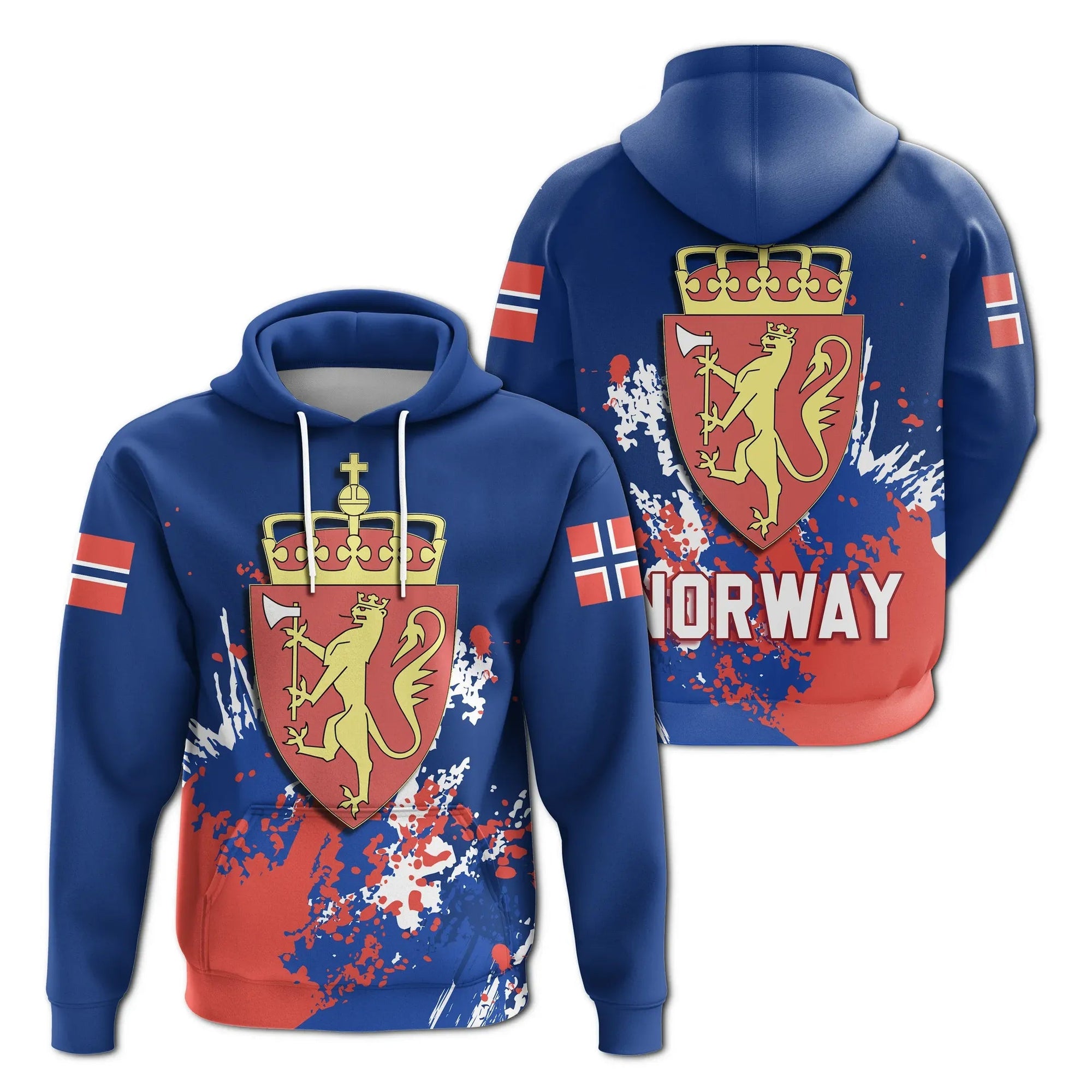 Norway Hoodie Coat Of Arms Spaint Style RLT7 - Wonder Print Shop