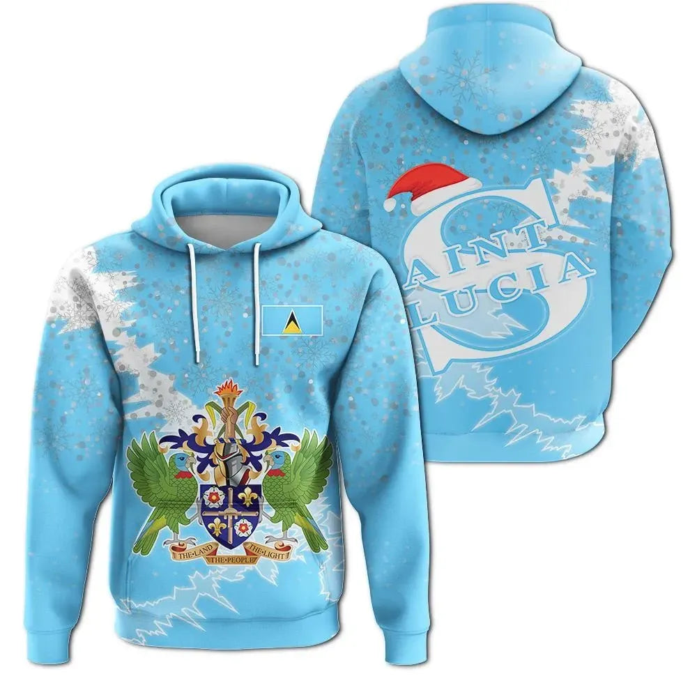 Saint Lucia Christmas Hoodie Coat Of Arms X Style8 RLT6 - Wonder Print Shop