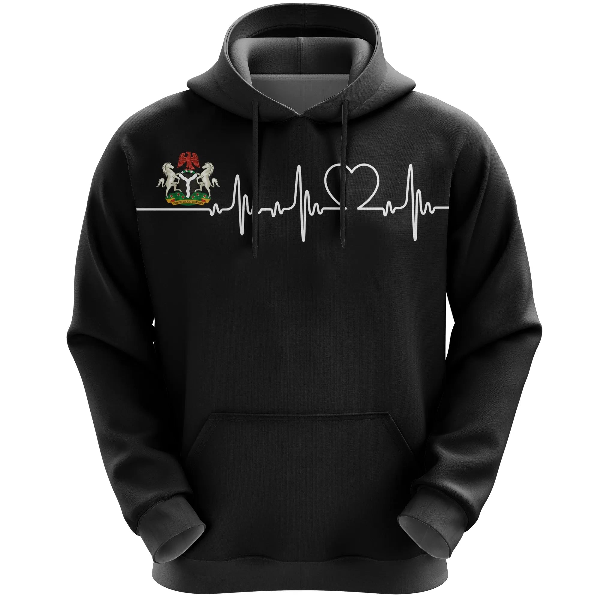 Nigeria Hoodie Heartbeat Womens/Mens RLT8 - Wonder Print Shop