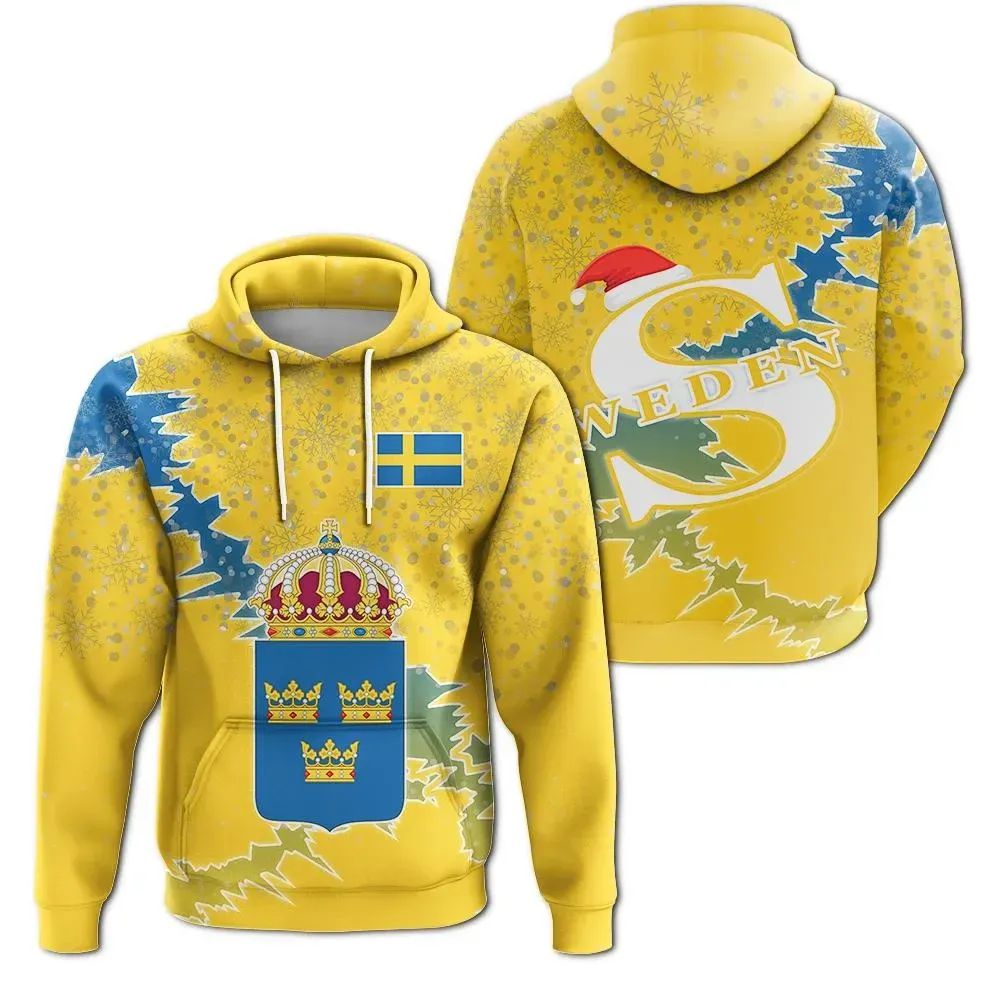 Sweden Christmas Hoodie Coat Of Arms X Style RLT7 - Wonder Print Shop