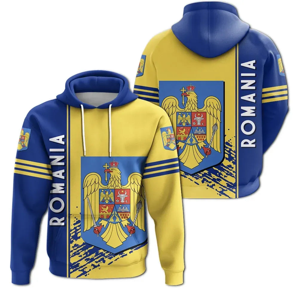 Romania Hoodie Coat Of Arms Quarter Style Ver 2 RLT13 - Wonder Print Shop