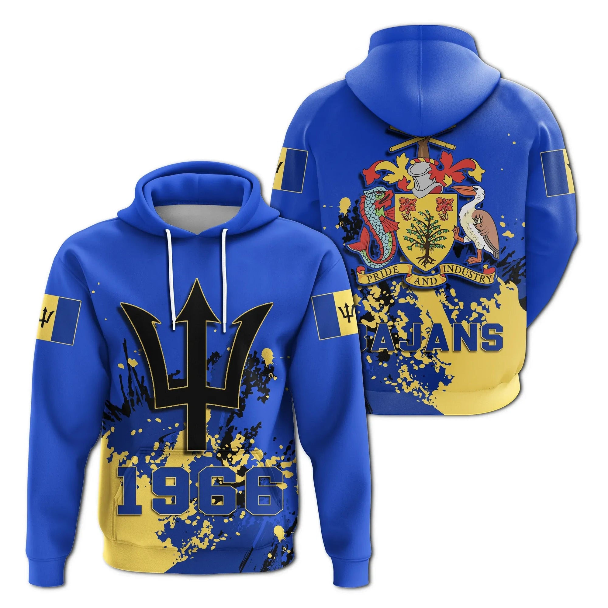 Barbados Hoodie Coat Of Arms Spaint Style J8W RLT13 - Wonder Print Shop