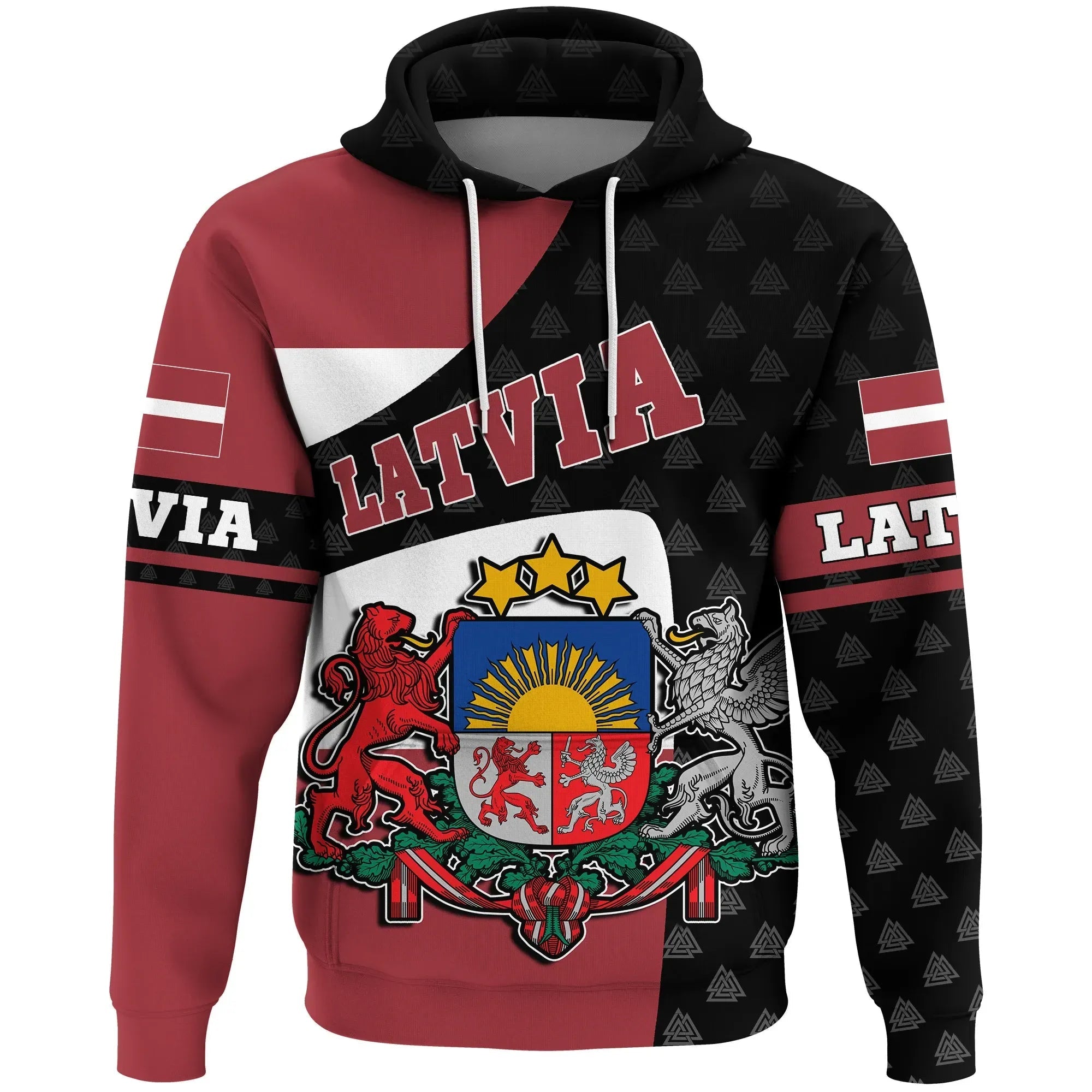 Latvia Hoodie Flag and Valknut Symbols RLT6 - Wonder Print Shop