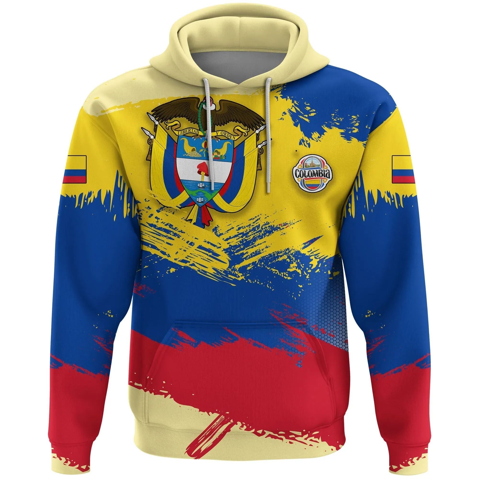 Colombia Hoodie Colombia Flag Brush RLT7 - Wonder Print Shop