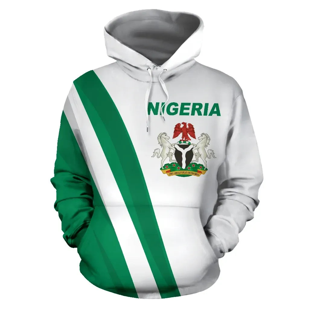 Nigeria Flag Hoodie White RLT8 - Wonder Print Shop