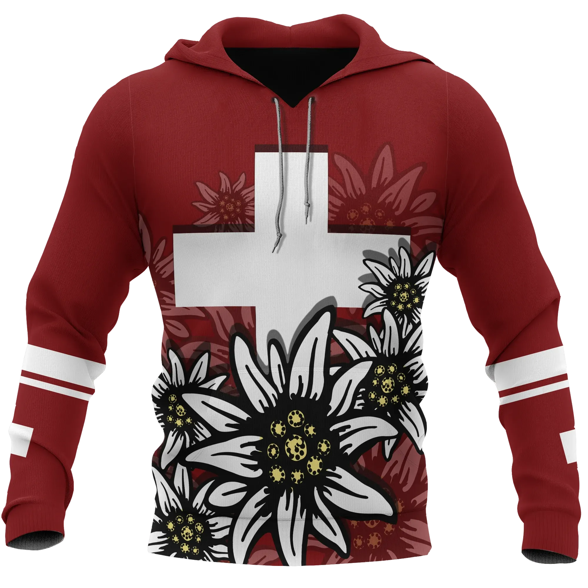 Switzerland Hoodie White Edelweiss RLT13 - Wonder Print Shop