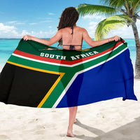 South Africa sarong with Springbok logo and "SOUTH AFRICA" text; green/blue striped drape