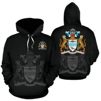 Black pullover hoodie with Guyana crest graphic on front center