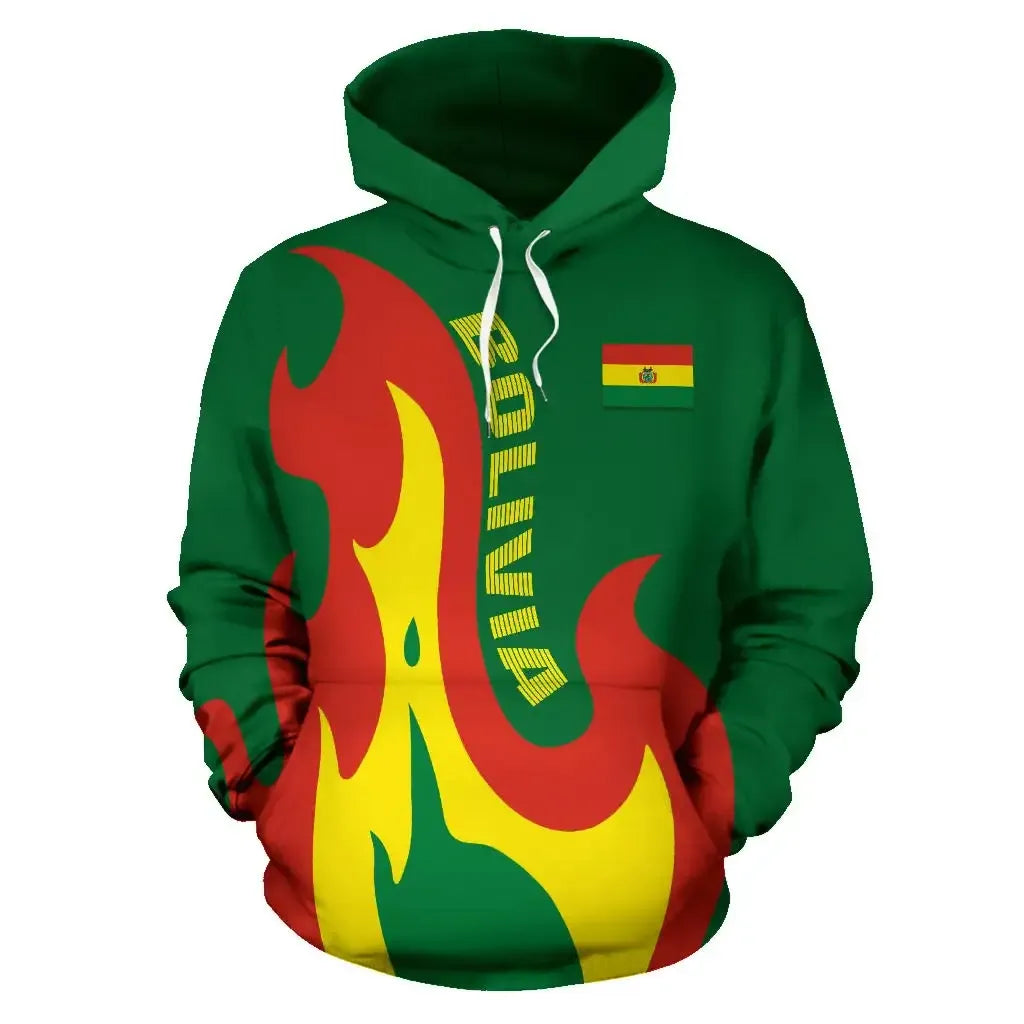 Bolivia With Fire Flame Hoodie RLT6 - Wonder Print Shop