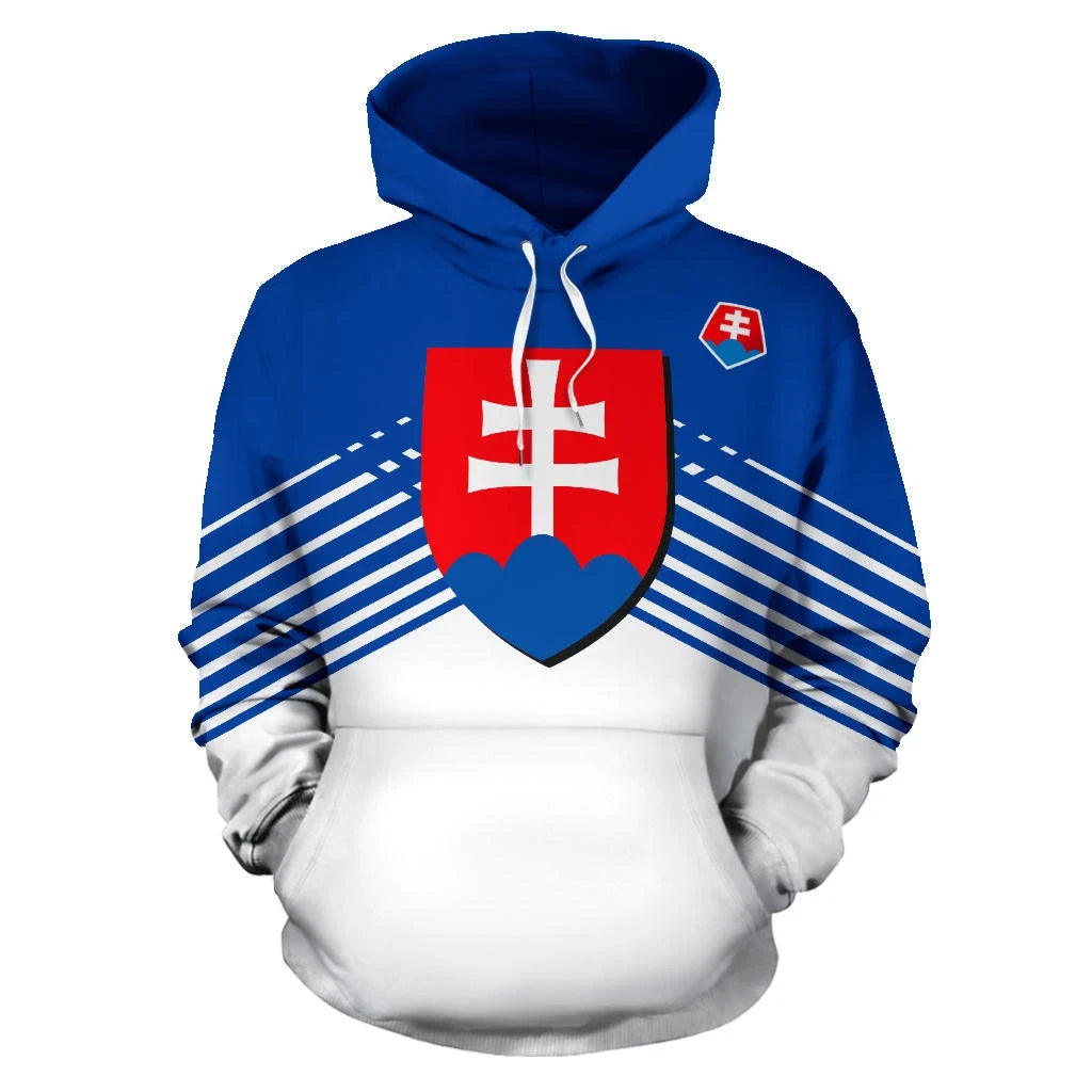 Slovakia Sport Flag Hoodie Stripes Style 02 RLT13 - Wonder Print Shop