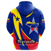 Multicolor pullover hoodie back with Venezuela map and “Venezuela” script