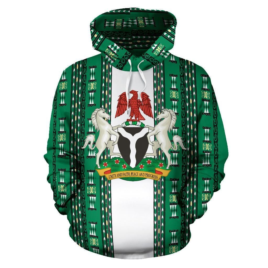 Nigeria Flag With Dashiki Hoodie RLT8 - Wonder Print Shop