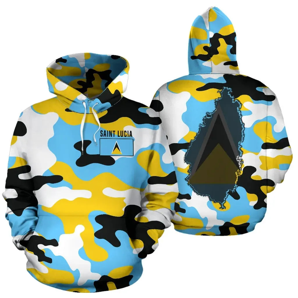 Saint Lucia Hoodie Camouflage Map RLT6 - Wonder Print Shop