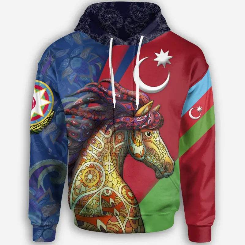 Azerbaijan Pride and Heritage Hoodie Happy Independence Day RLT8 - Wonder Print Shop