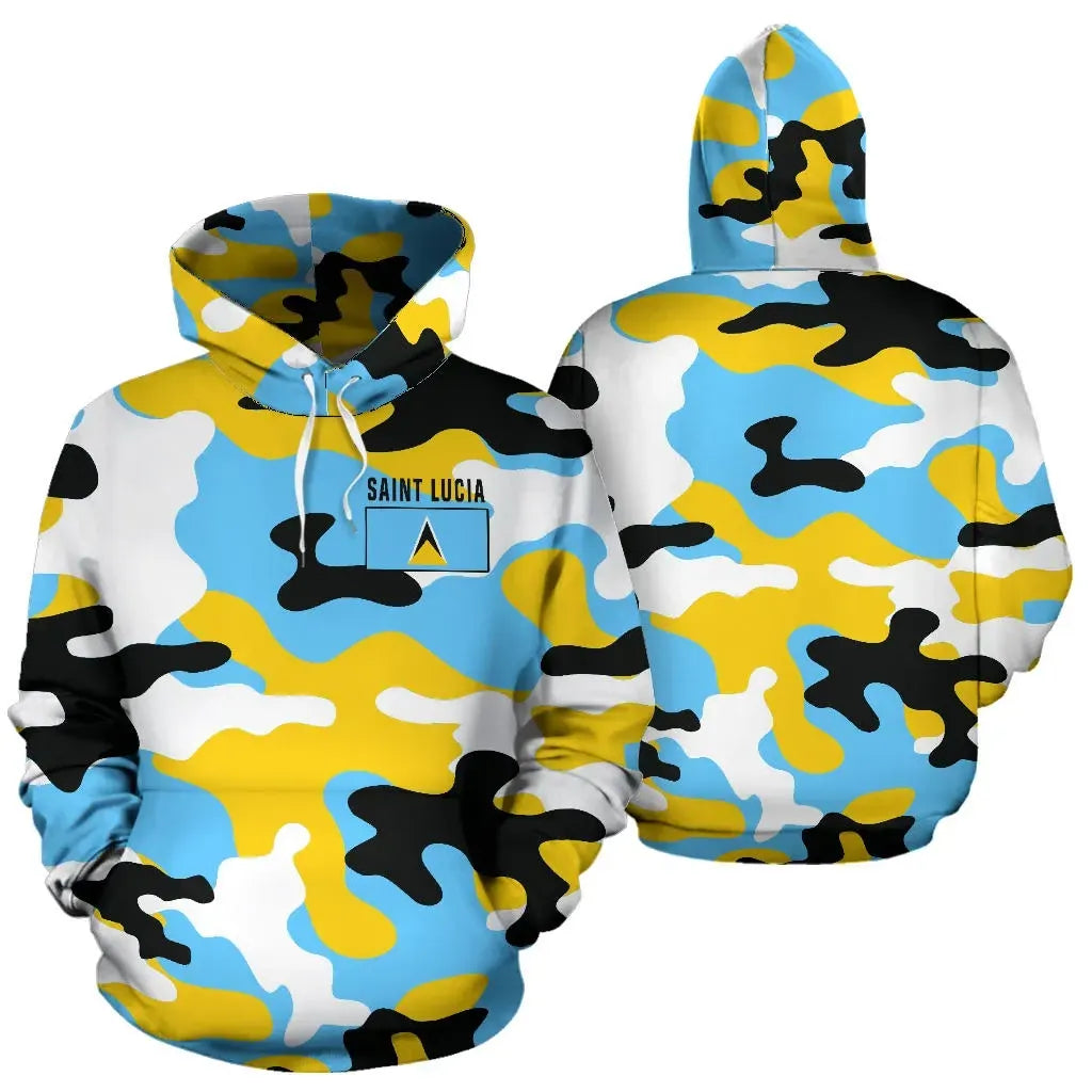 Saint Lucia Hoodie Camouflage RLT6 - Wonder Print Shop