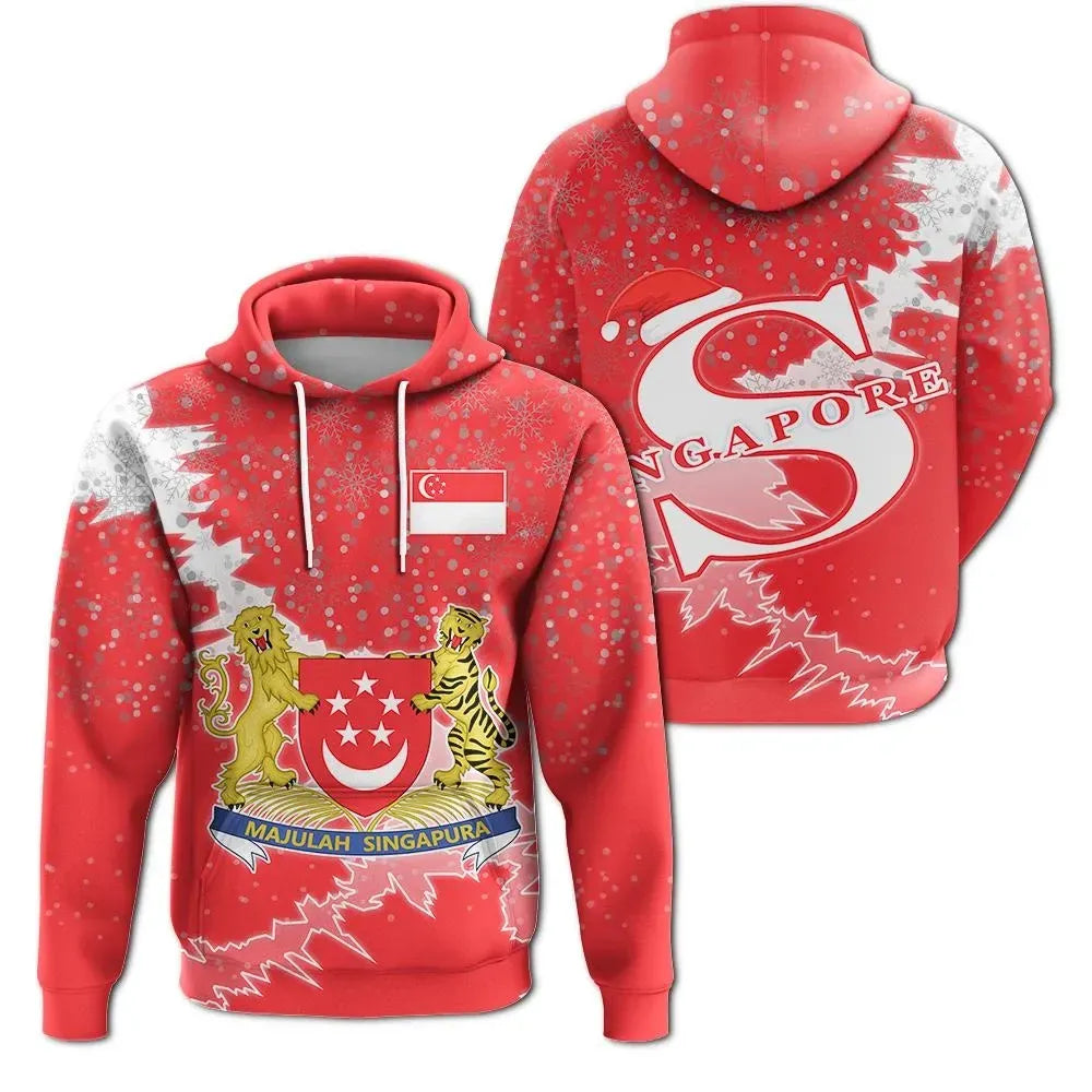 Singapore Christmas Hoodie Coat Of Arms X Style RLT13 - Wonder Print Shop