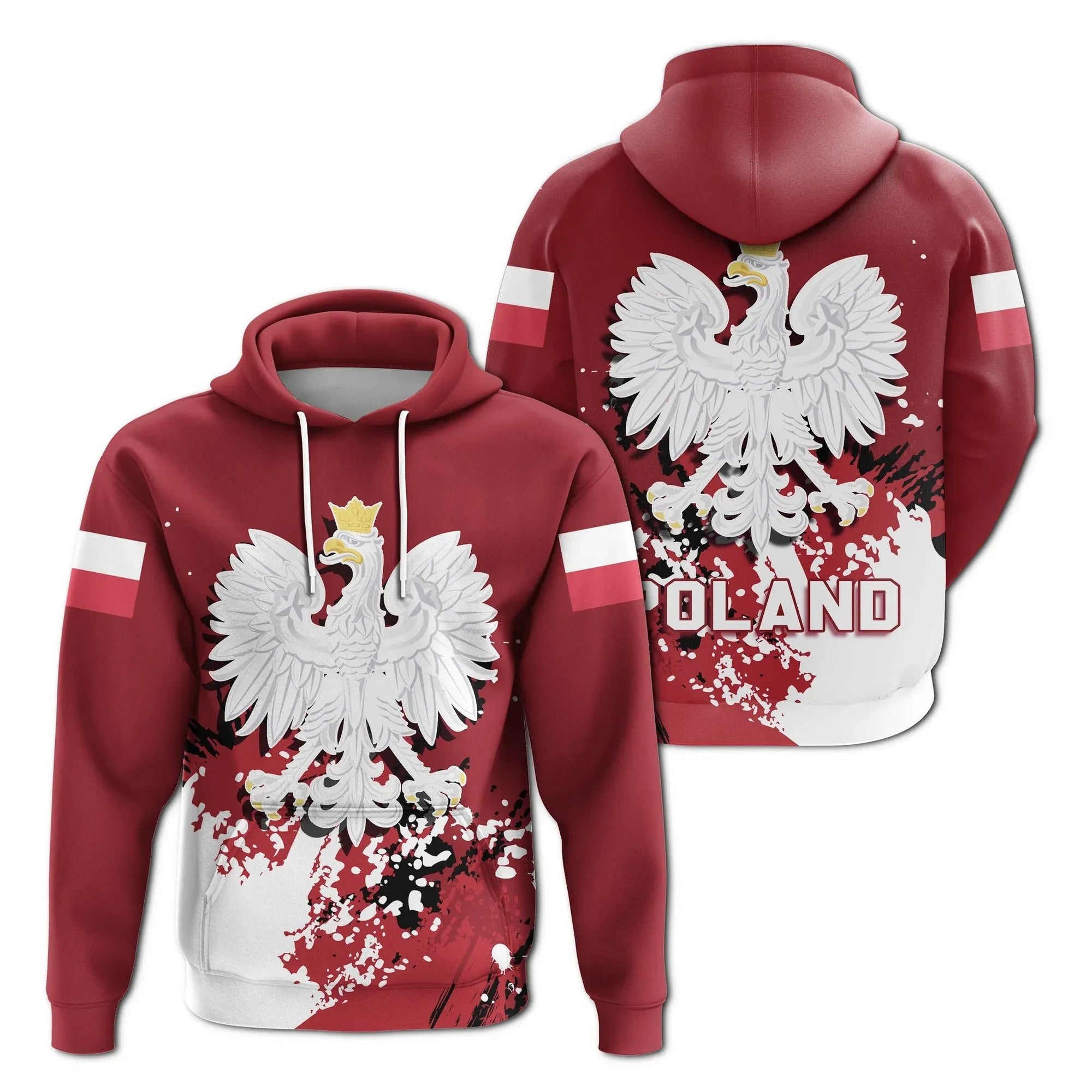 Poland Hoodie Coat Of Arms Spaint Style RLT7 - Wonder Print Shop