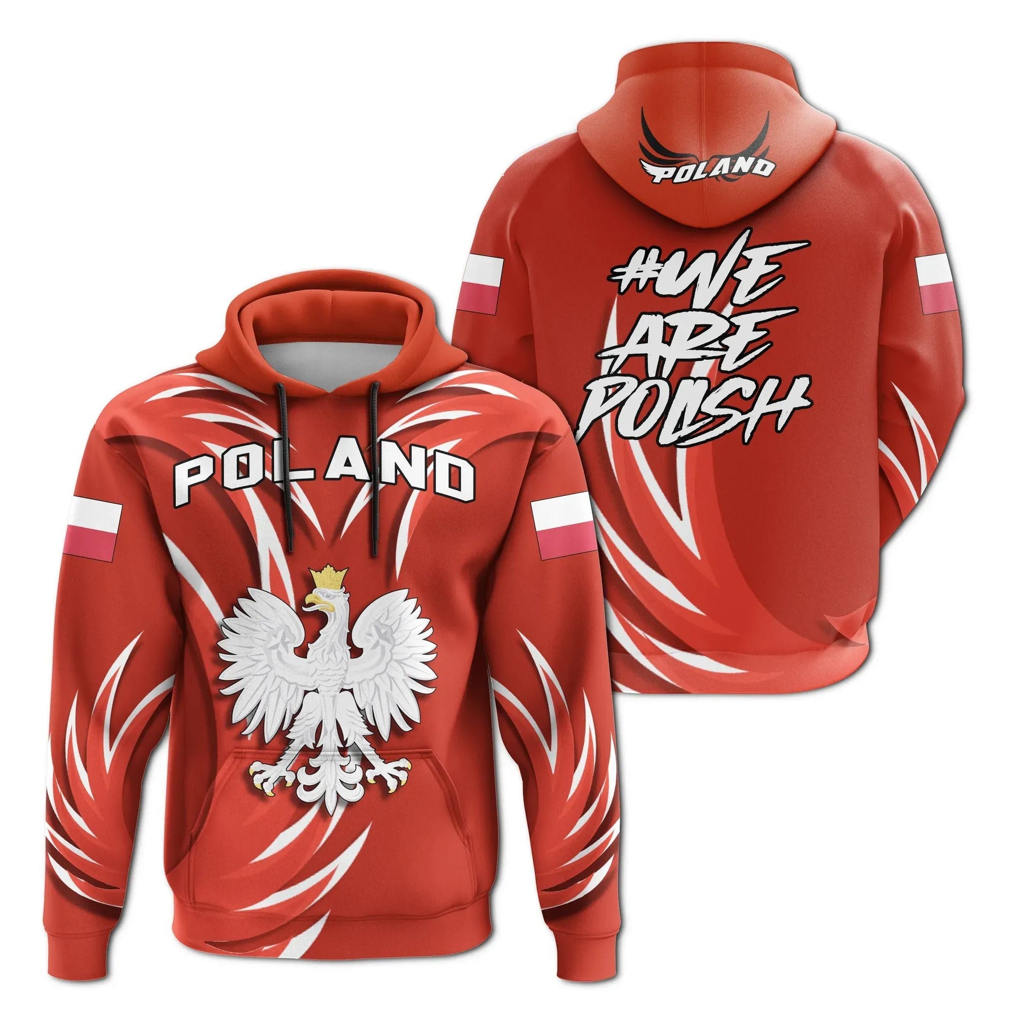 Poland Coat Of Arms Flag Hoodie Wings Style RLT7 - Wonder Print Shop