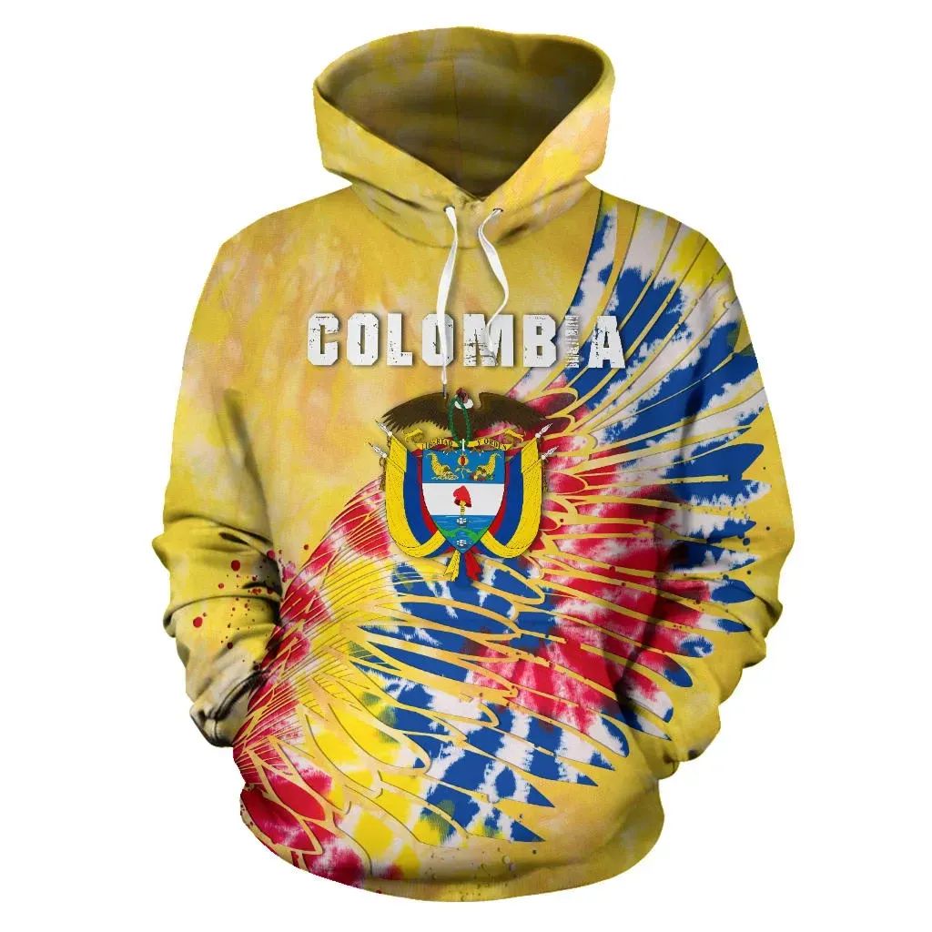 Colombia Coat Of Arms Tie Dye Hoodie RLT7 - Wonder Print Shop