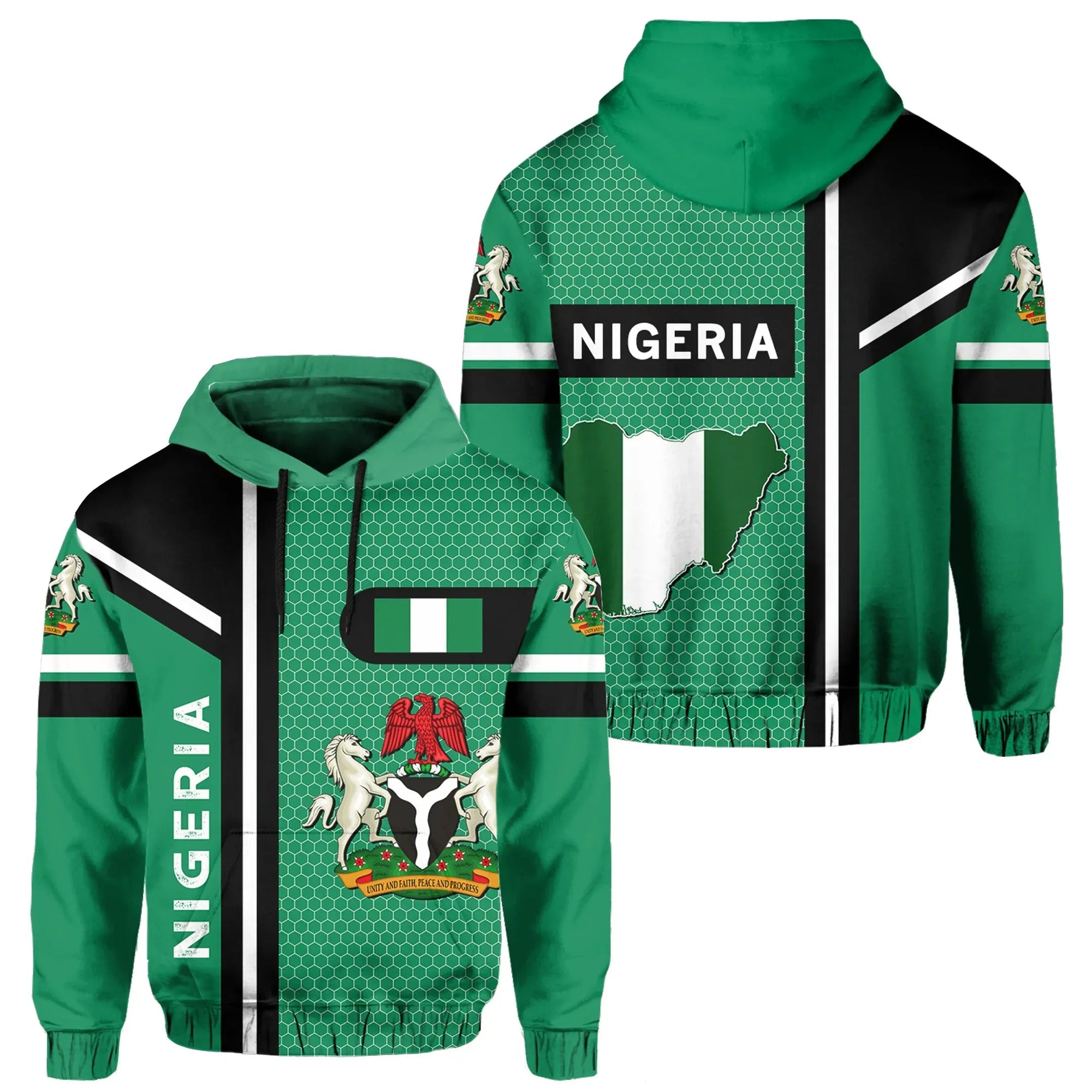 Nigeria Hoodie Flag Morale Style RLT8 - Wonder Print Shop