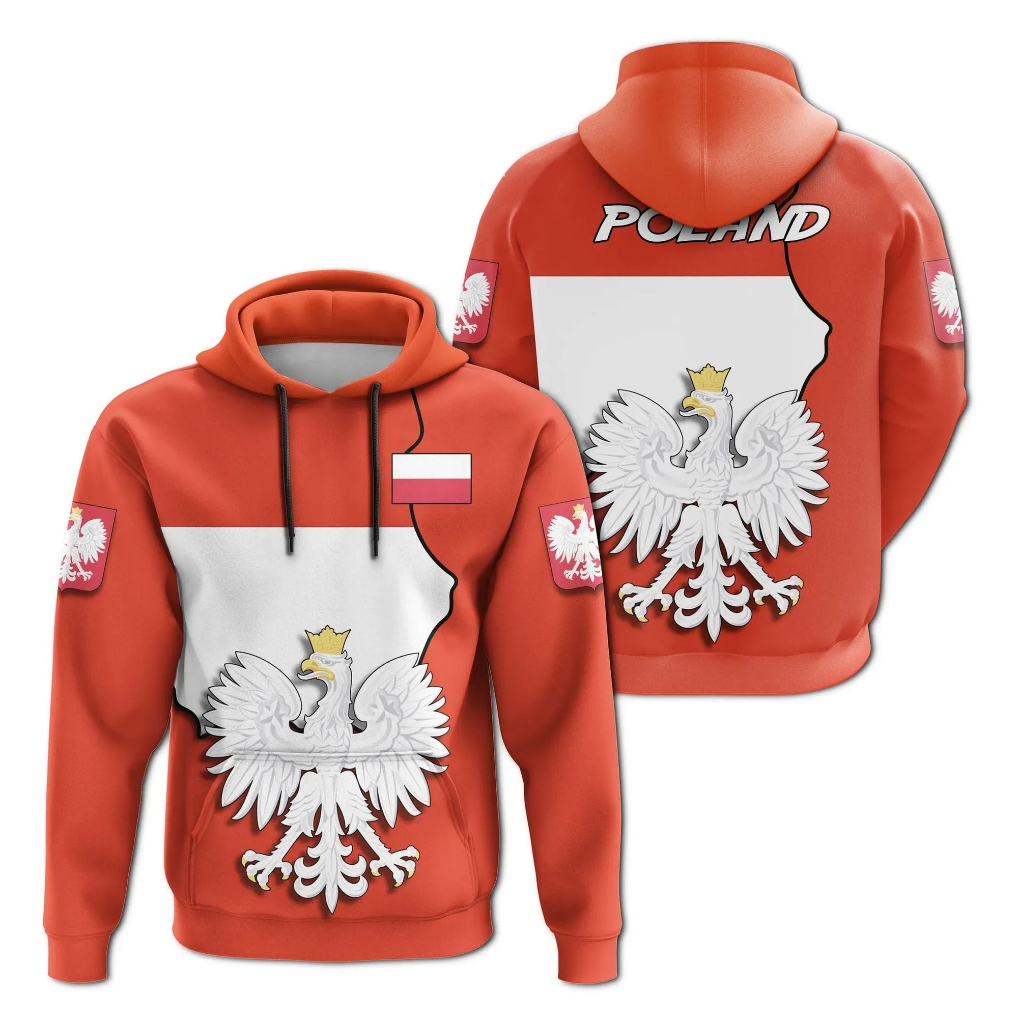 Poland Map Coat Of Arms Flag Hoodie RLT7 - Wonder Print Shop