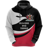 Colorblock pullover hoodie in black, white, and red with Trinidad & Tobago chest graphic