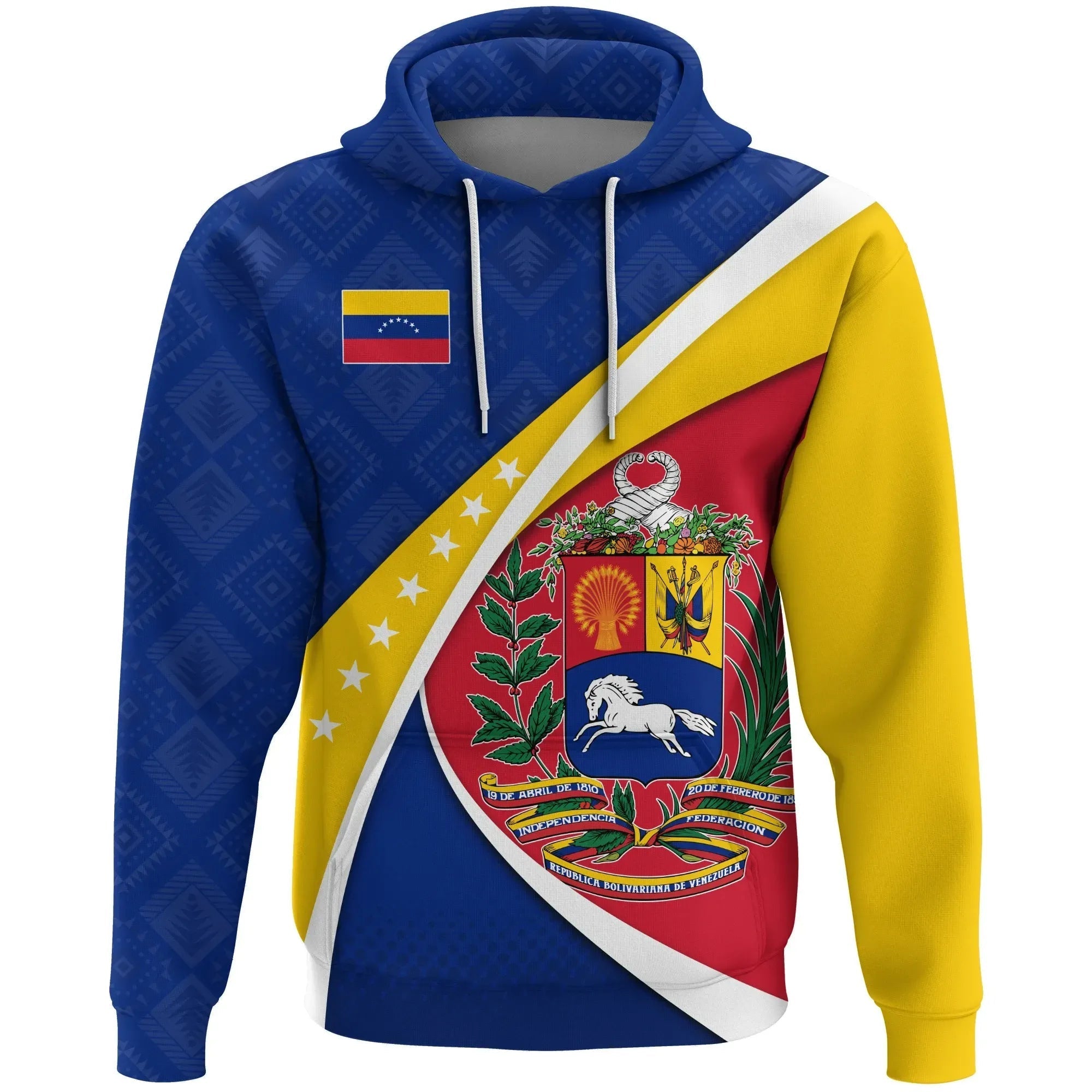 Venezuela Hoodie, Venezuela Coat Of Arms Pattern RLT7 - Wonder Print Shop