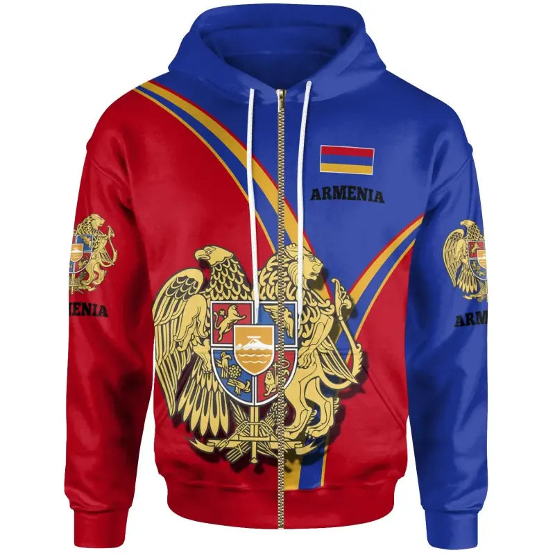 Armenia Zip Up Hoodie Armenian Pride RLT8 - Wonder Print Shop