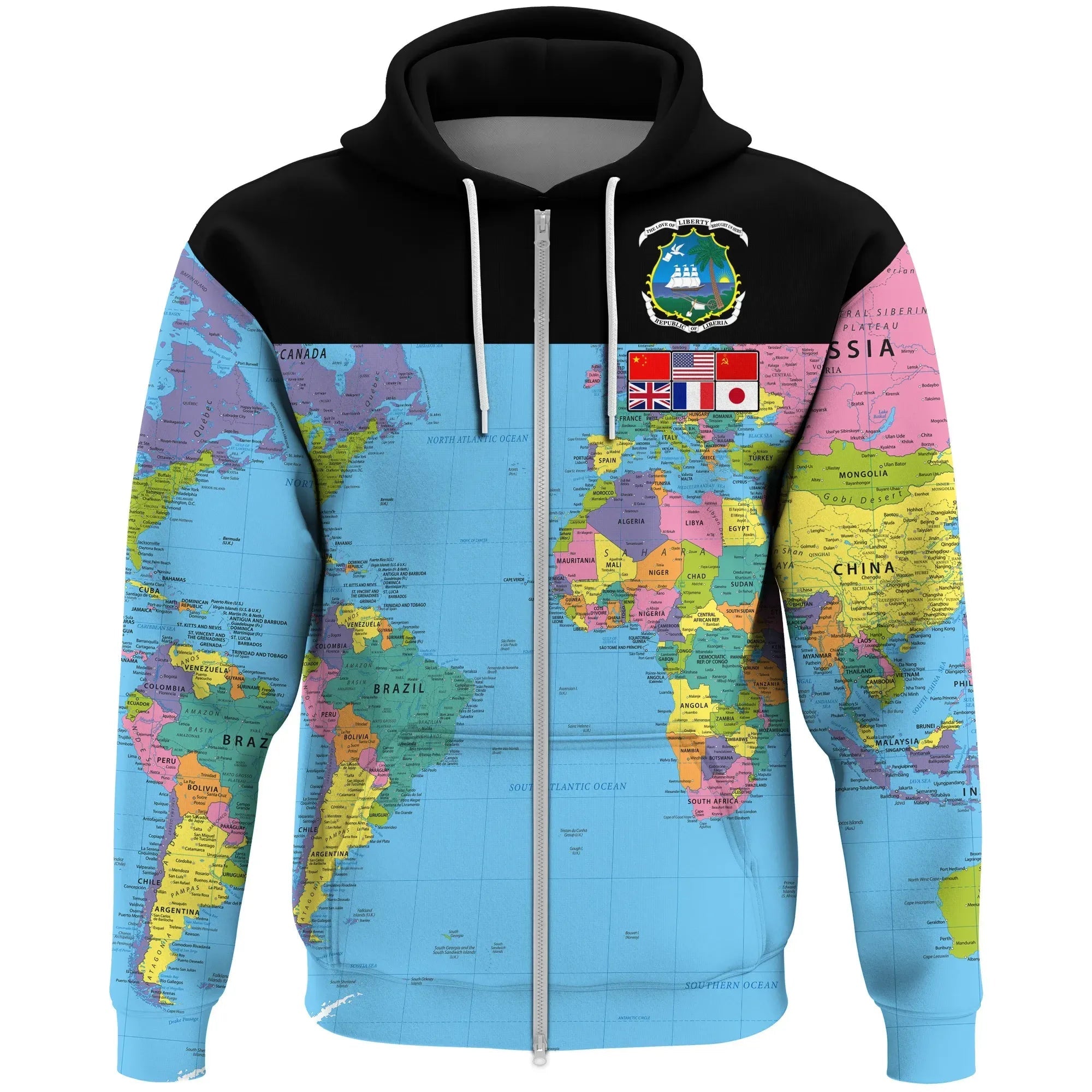 Liberia Zip Hoodie RLT6 - Wonder Print Shop