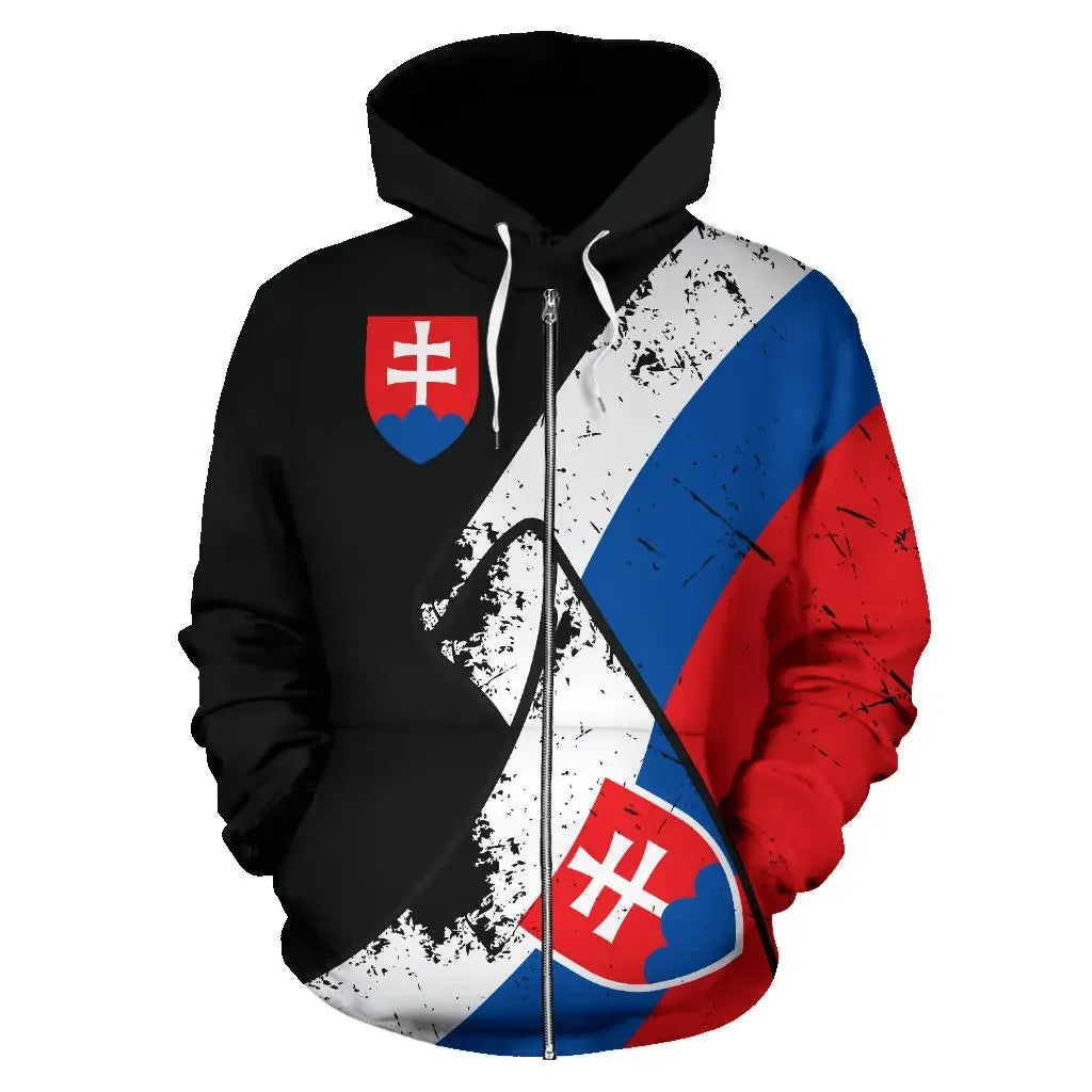 Slovakia Special Grunge Flag Zipper Hoodie RLT13 - Wonder Print Shop