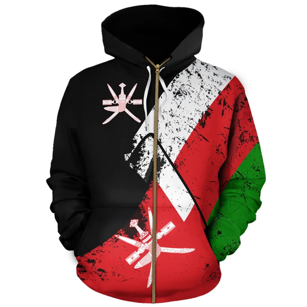 Oman Hoodie Zipper Special Grunge Flag RLT13 - Wonder Print Shop