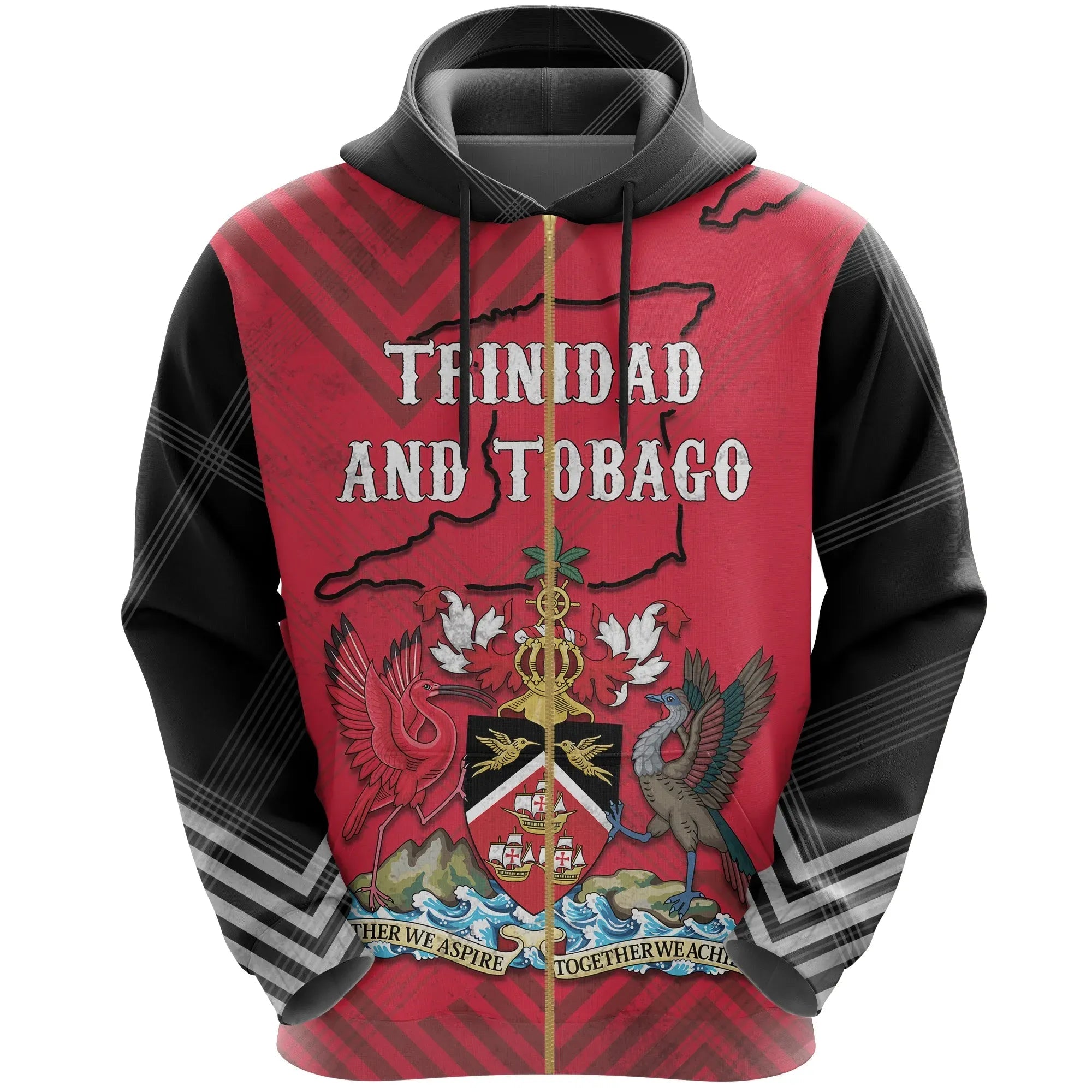 Trinidad and Tobago Zip Hoodie Mix RLT6 - Wonder Print Shop