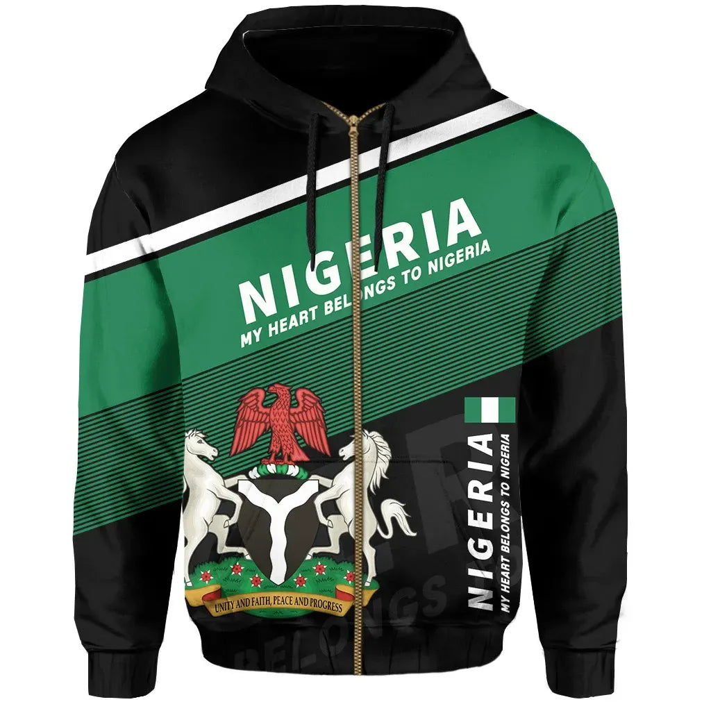 Nigeria Flag Motto Zipper Hoodie Limited Style RLT8 - Wonder Print Shop