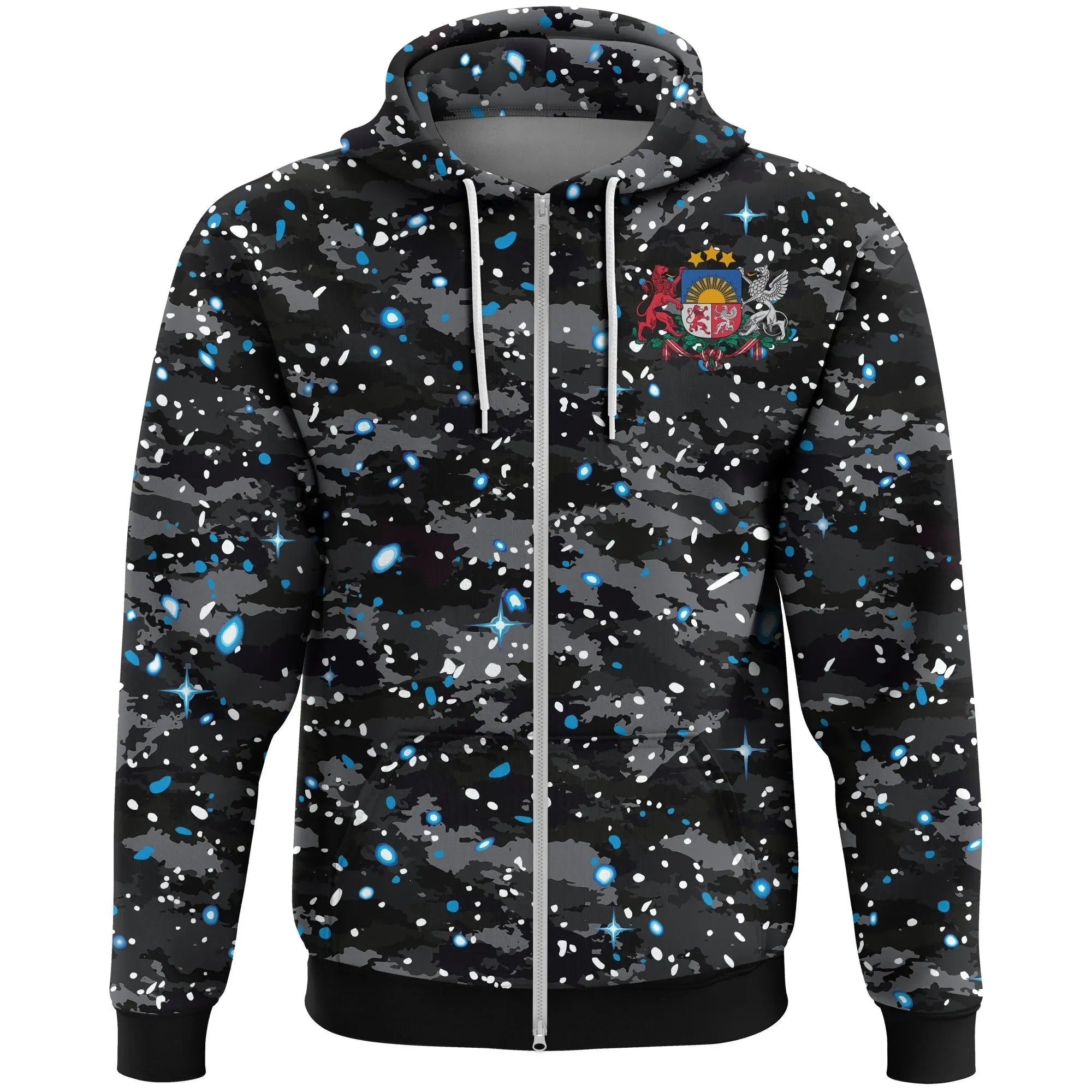 Latvia Hoodie Space Camo (Zip) RLT6 - Wonder Print Shop